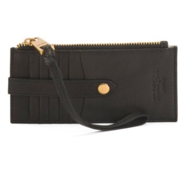 Margot Black slim leather Faye Card case wallet wristlet - Picture 1 of 12